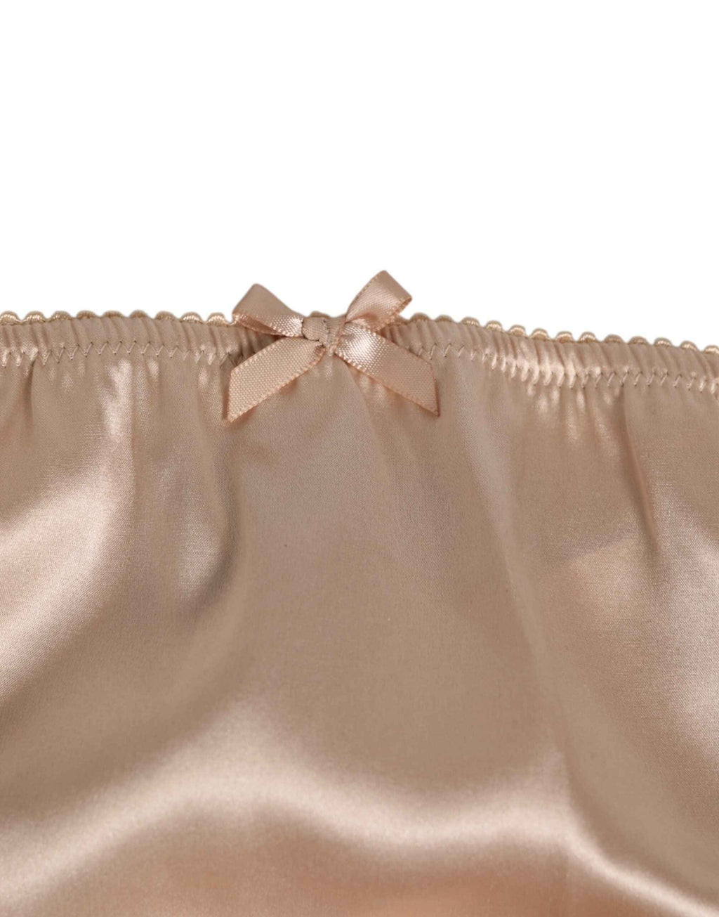 Dolce & Gabbana Rosy Beige Silk Satin Lace Trim Panty Underwear