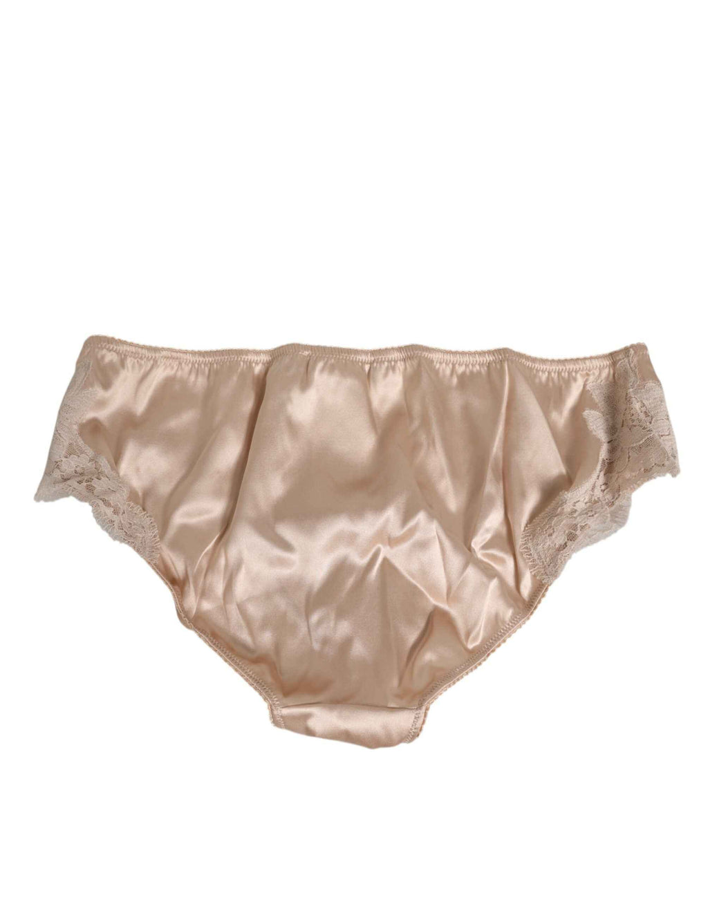 Dolce & Gabbana Rosy Beige Silk Satin Lace Trim Panty Underwear