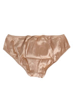 Dolce & Gabbana Nude Beige Silk Satin Bow Lace Trim Underwear