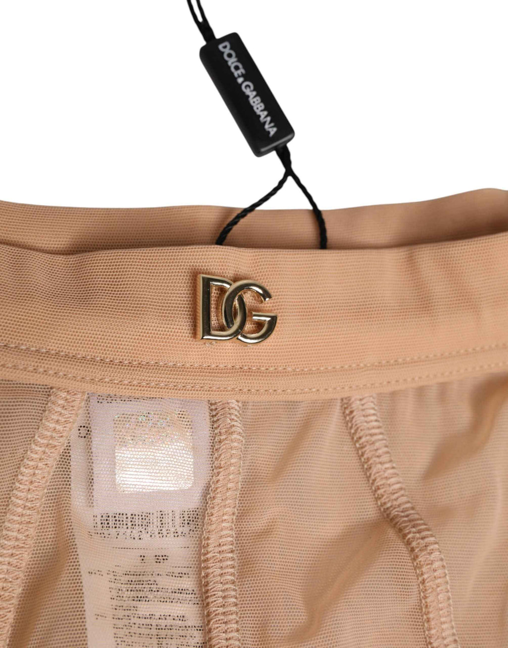 Dolce & Gabbana Beige Sheer Mesh High Waist Briefs Underwear