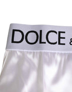 Dolce & Gabbana White Satin High-Waist Brief Logo Women Underwear