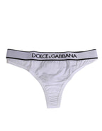 Dolce & Gabbana White Logo Waistband Modal Cotton Thong  Underwear