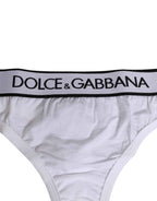 Dolce & Gabbana White Logo Waistband Modal Cotton Thong  Underwear