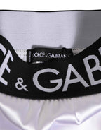 Dolce & Gabbana White Satin High-Waist Black Logo Women Underwear