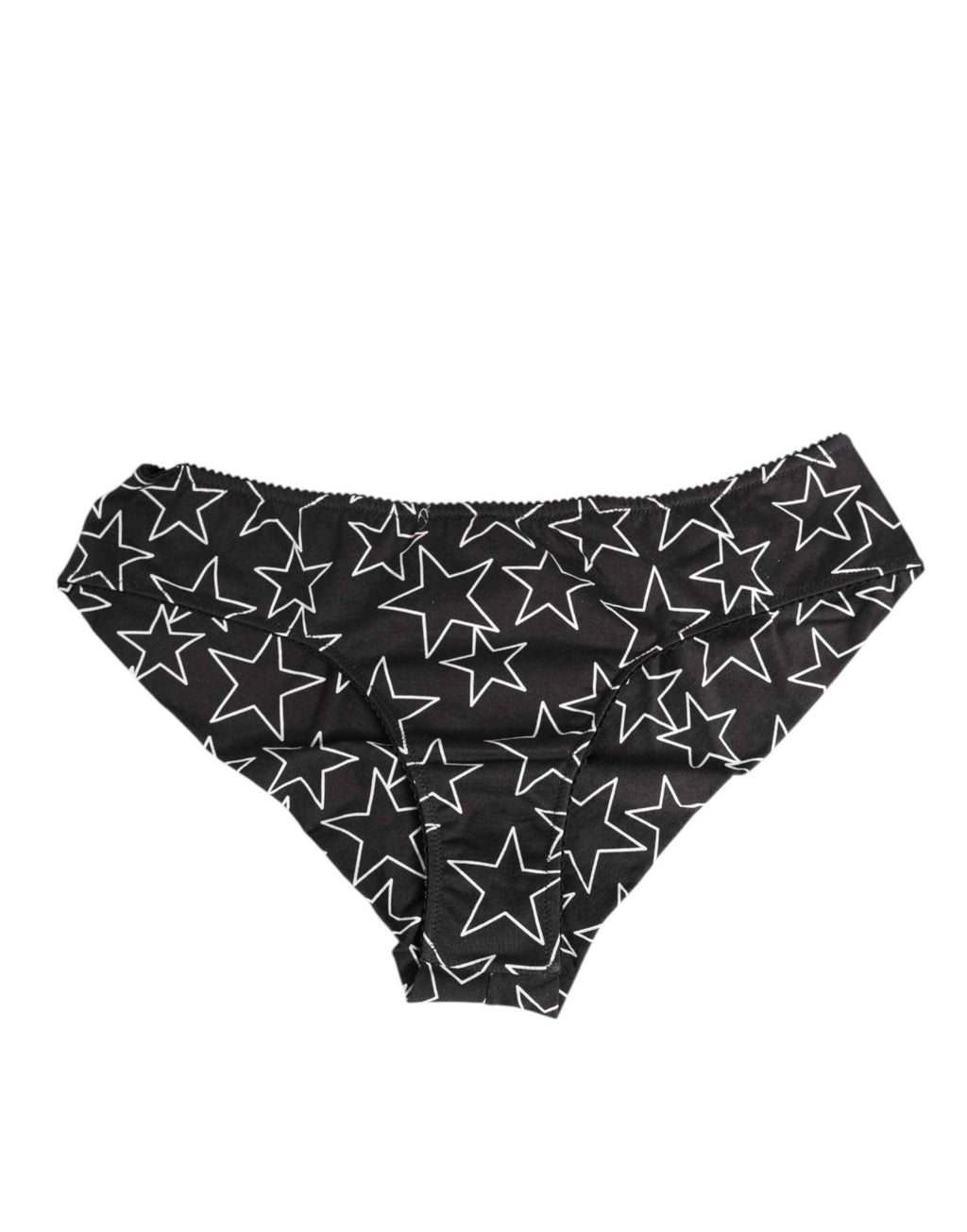 Dolce & Gabbana Black White Star Print Cotton Slip Panty Underwear
