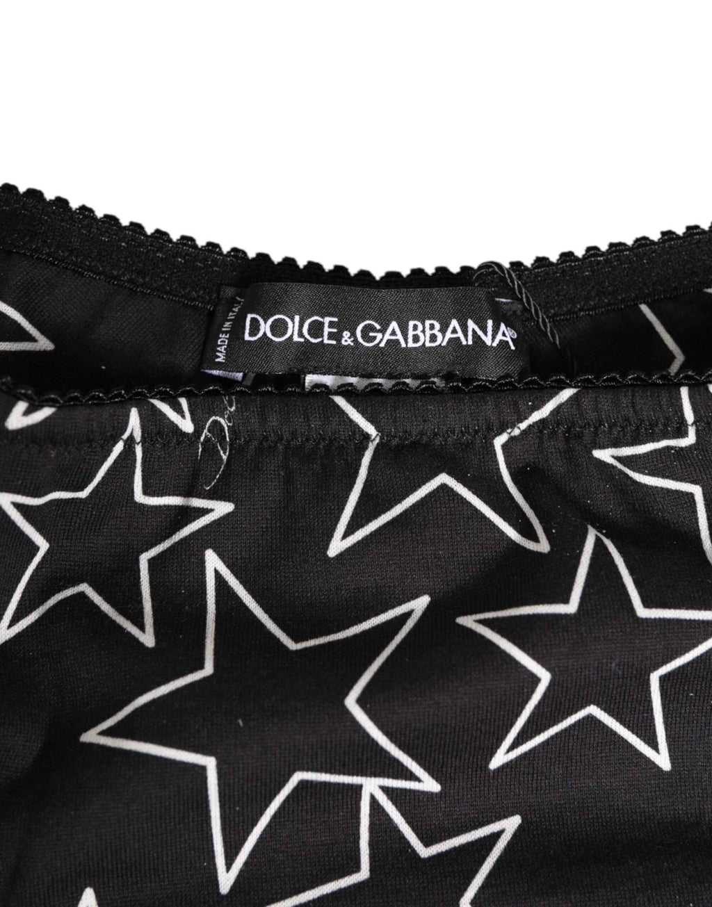 Dolce & Gabbana Black White Star Print Cotton Slip Panty Underwear