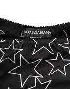 Dolce & Gabbana Black White Star Print Cotton Slip Panty Underwear