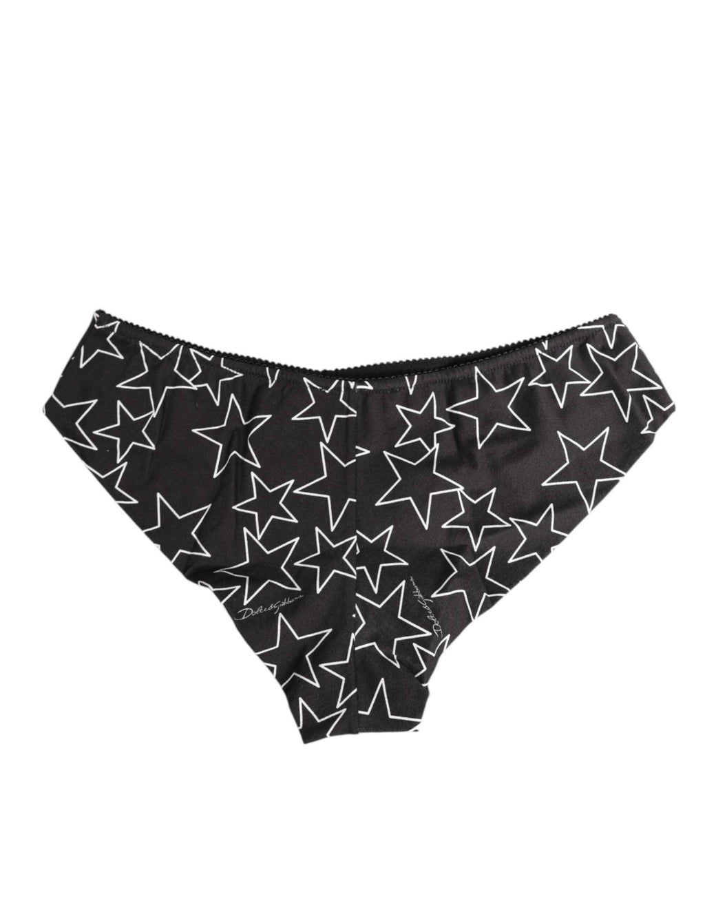Dolce & Gabbana Black White Star Print Cotton Slip Panty Underwear