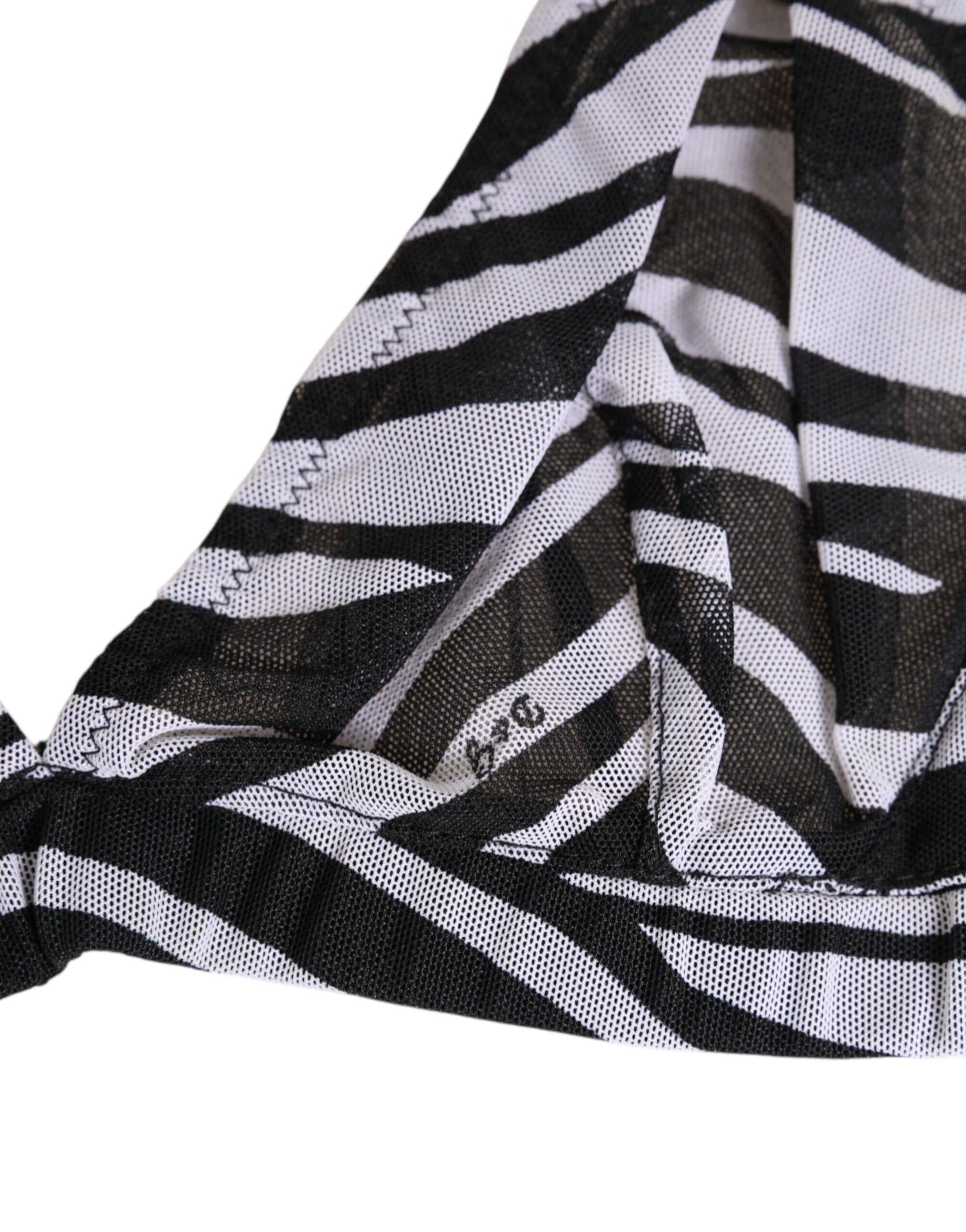 Dolce & Gabbana Black White Zebra Print Sheer Mesh Bralette Underwear