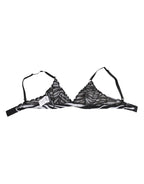 Dolce & Gabbana Black White Zebra Print Sheer Mesh Bralette Underwear