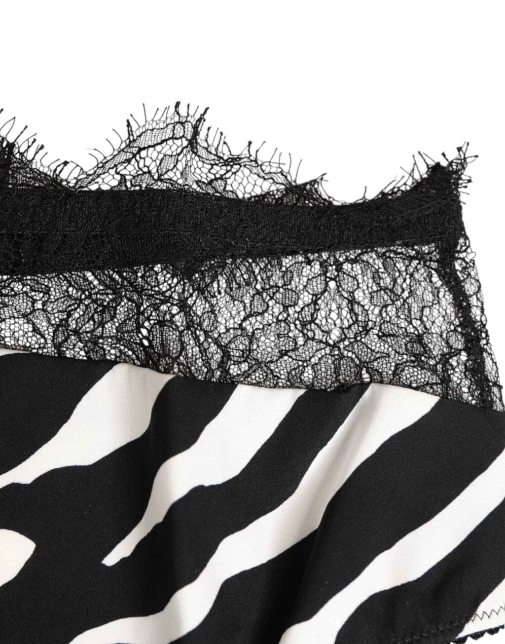 Dolce & Gabbana Black White Zebra Print Lace Trim High Underwear