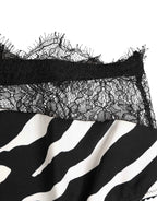 Dolce & Gabbana Black White Zebra Print Lace Trim High Underwear