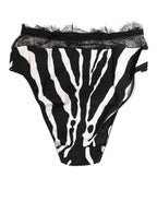 Dolce & Gabbana Black White Zebra Print Lace Trim High Underwear