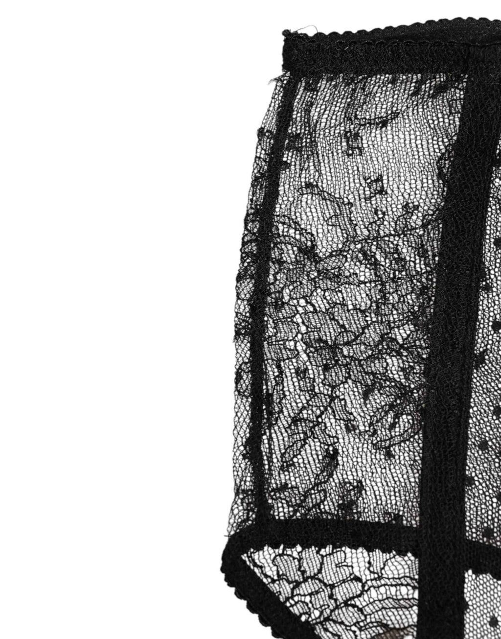 Dolce & Gabbana Black Sheer Polka Dot Lace High Waist Underwear