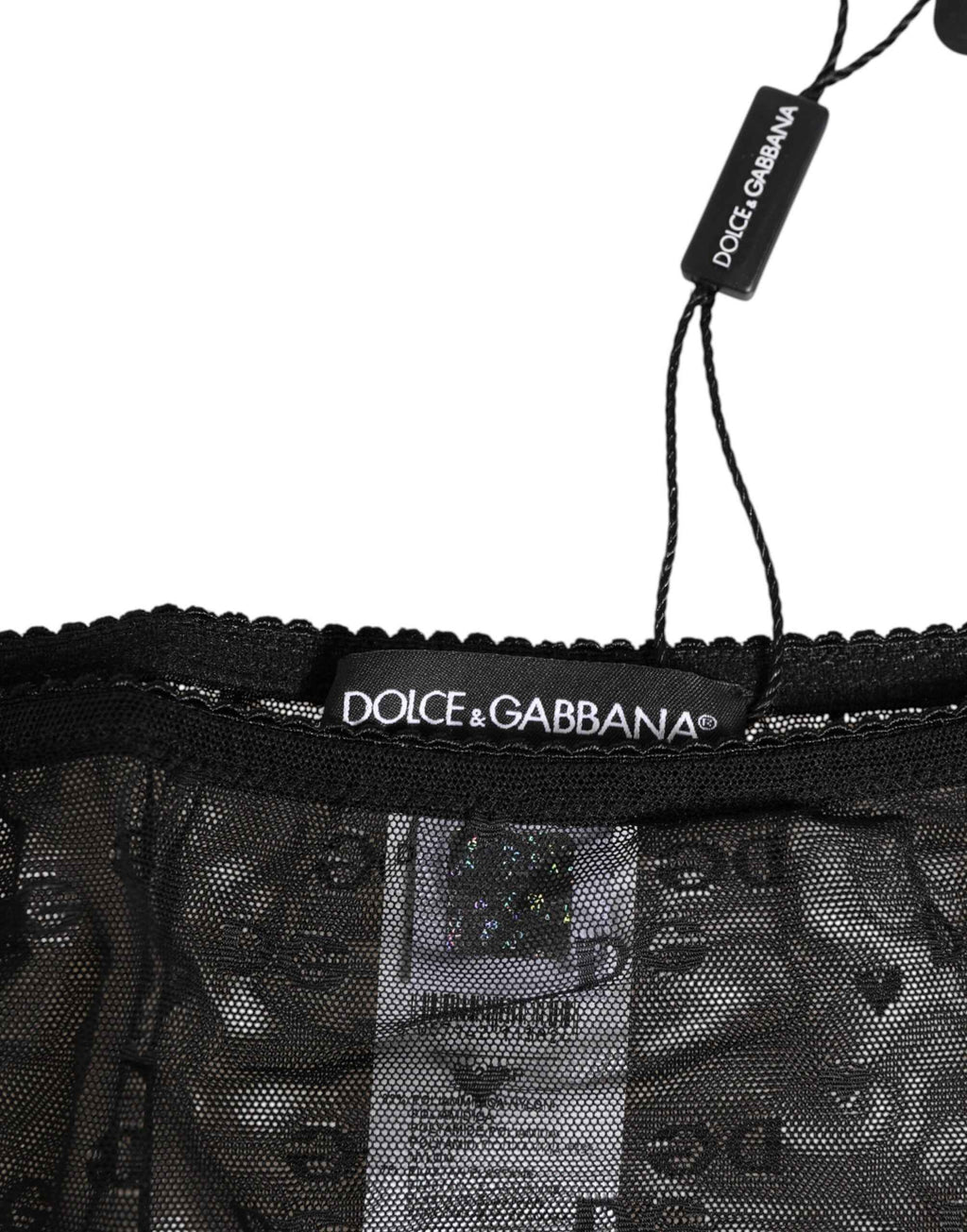 Dolce & Gabbana Black Sheer Mesh Lace Polka Dot Logo Underwear