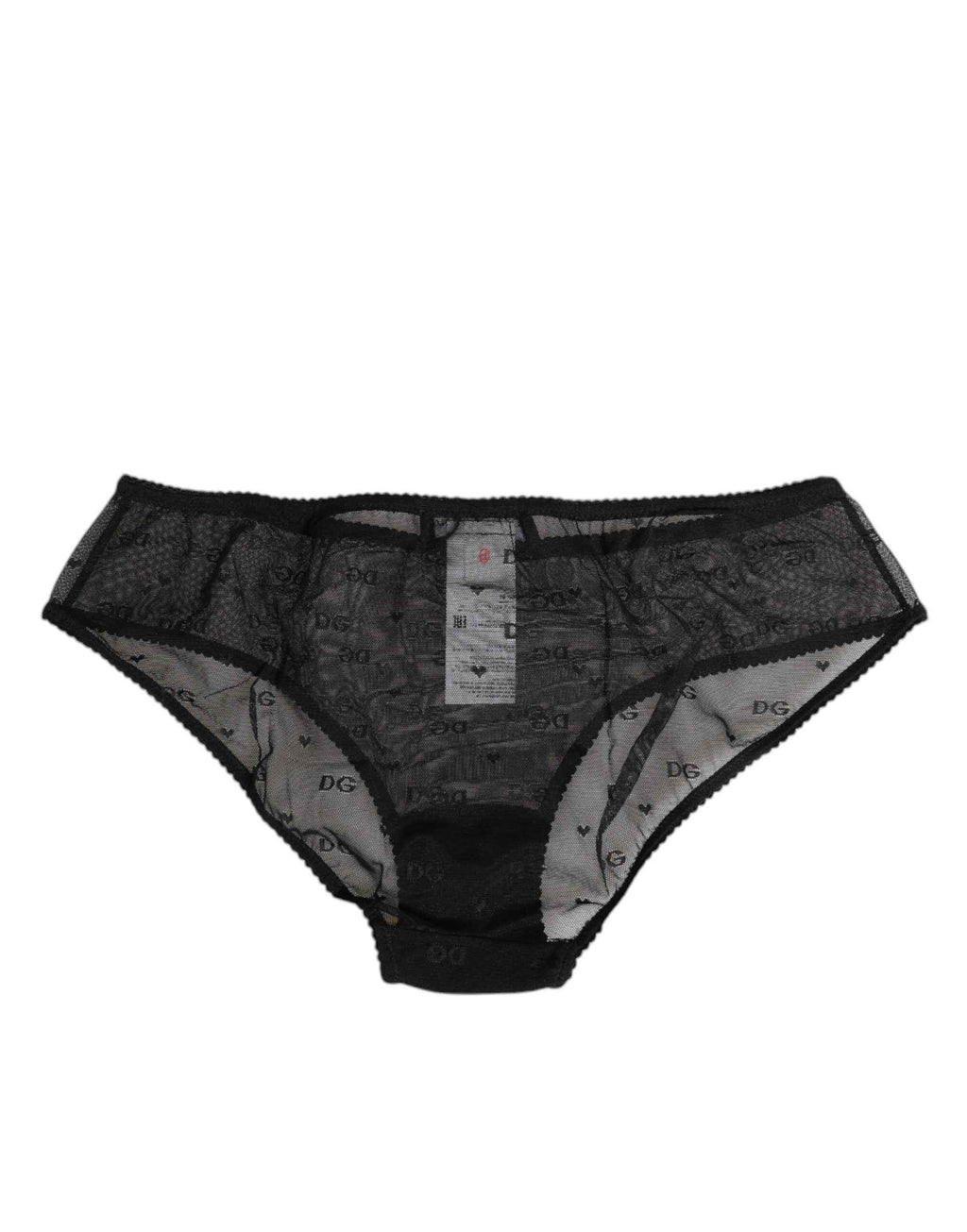Dolce & Gabbana Black Sheer Mesh Lace Polka Dot Logo Underwear