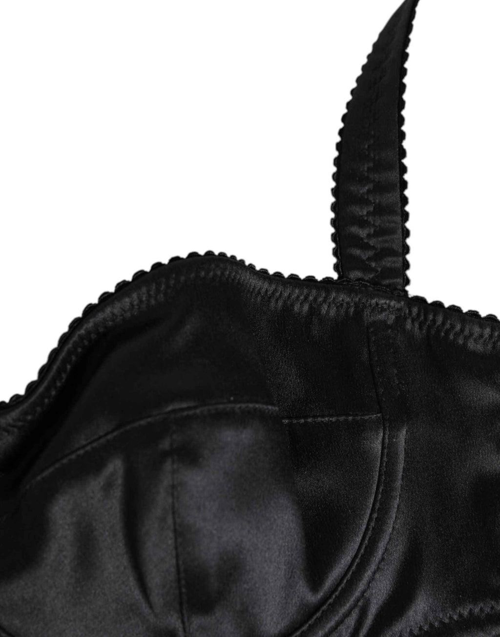 Dolce & Gabbana Black Satin Underwire Bra Lingerie IT2 Underwear