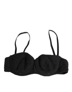 Dolce & Gabbana Black Polyester Embroidered Underwire Bra Underwear