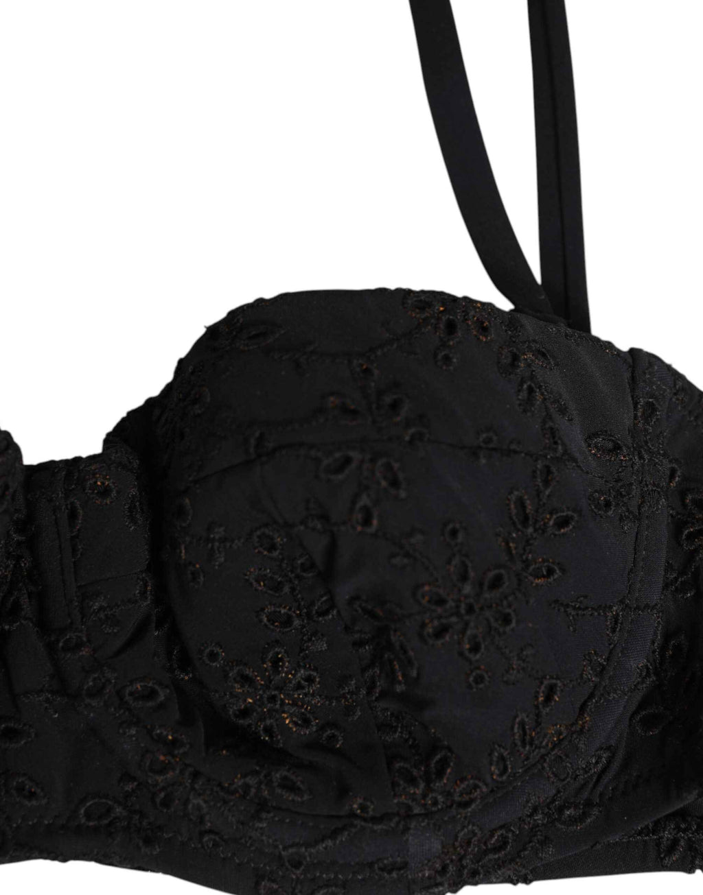 Dolce & Gabbana Black Polyester Embroidered Underwire Bra Underwear