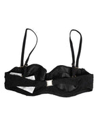 Dolce & Gabbana Black Polyester Embroidered Underwire Bra Underwear