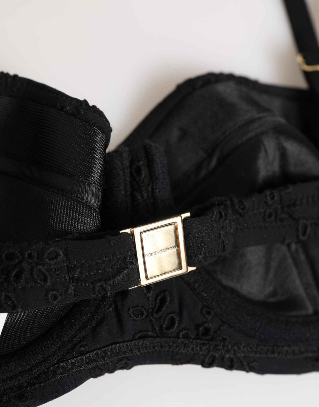 Dolce & Gabbana Black Polyester Embroidered Underwire Bra Underwear