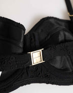Dolce & Gabbana Black Polyester Embroidered Underwire Bra Underwear