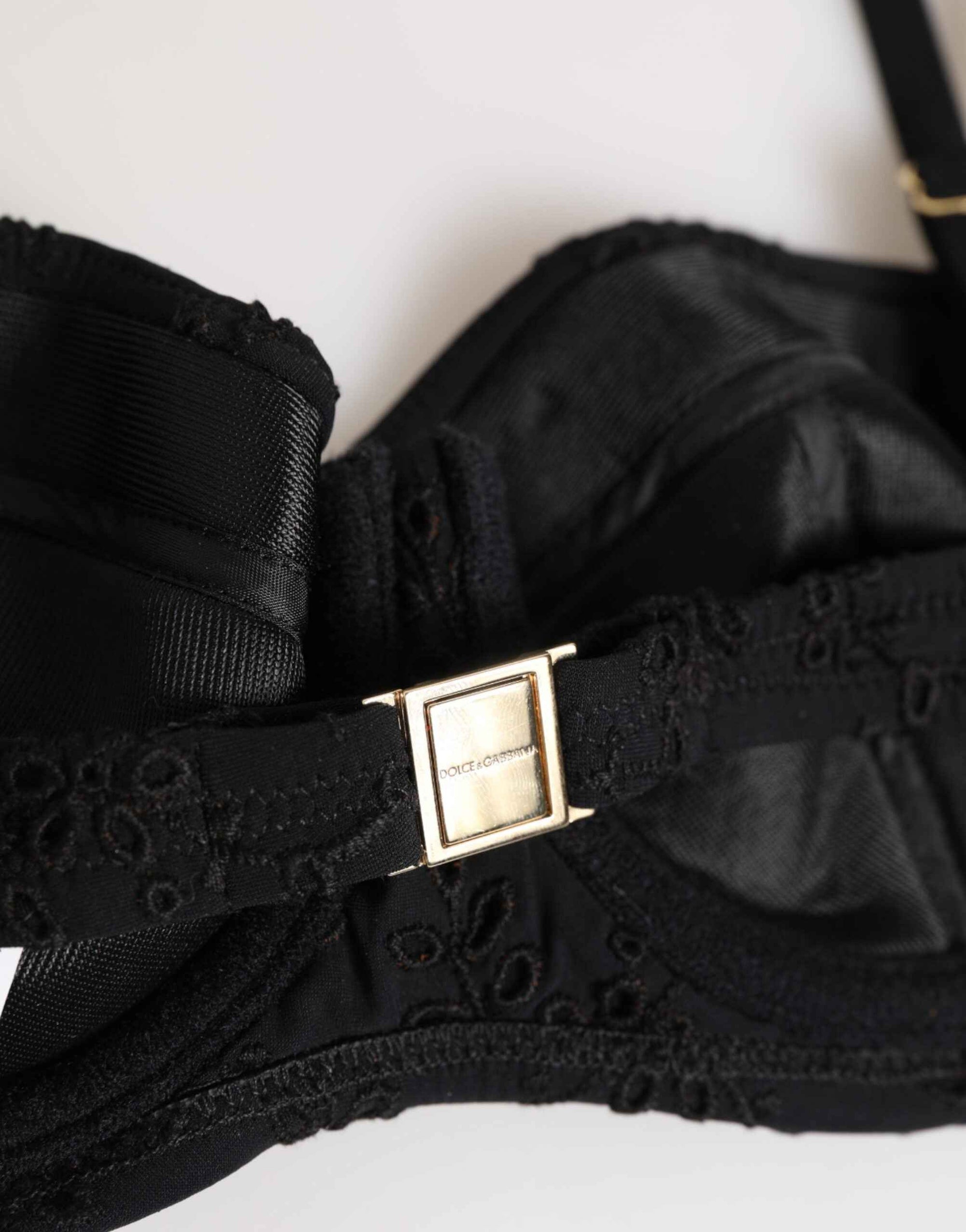 Dolce & Gabbana Black Polyester Embroidered Underwire Bra Underwear