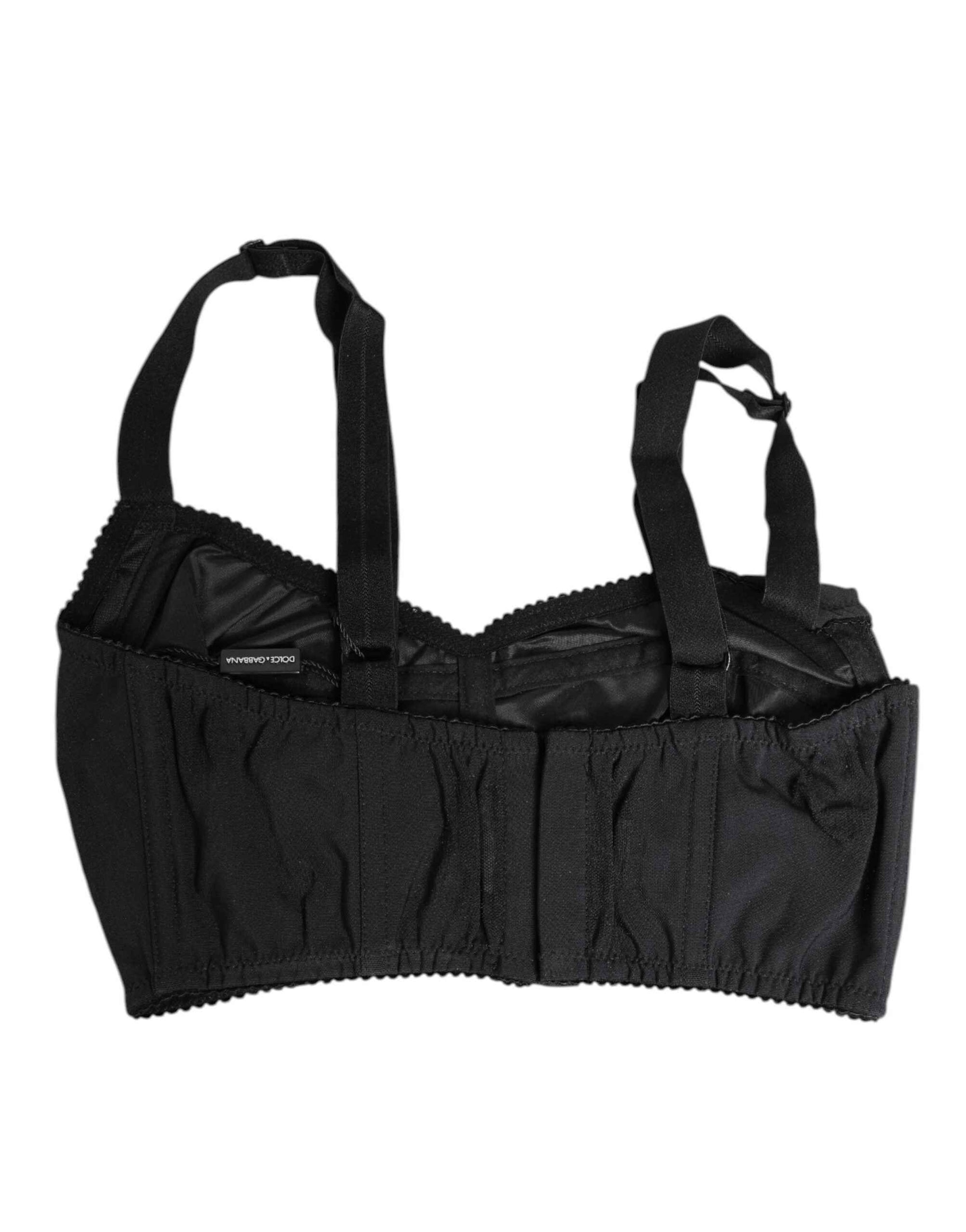 Dolce & Gabbana Black Stretch Nylon Bustier Bra Underwear
