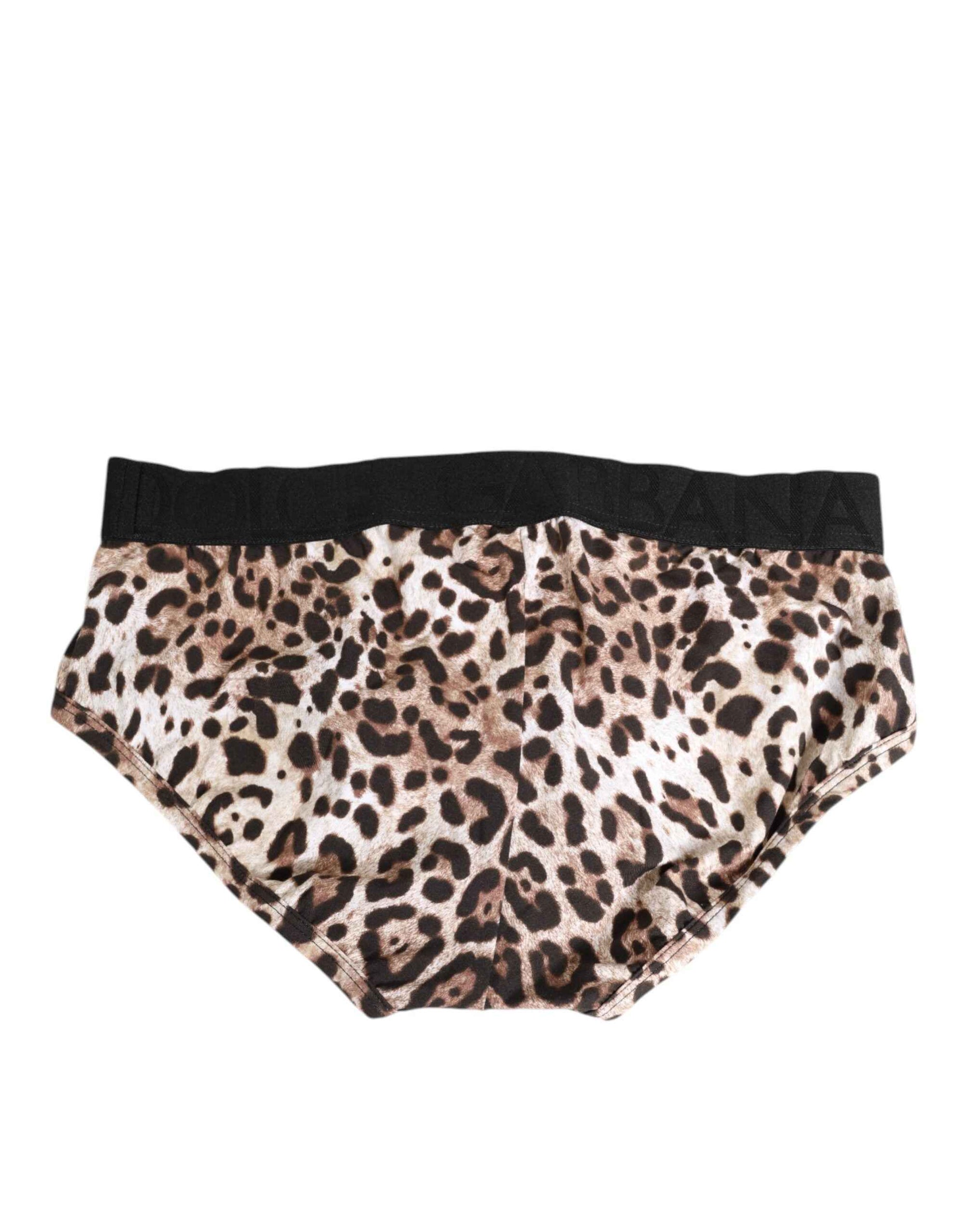 Dolce & Gabbana Leopard Print Black Waistband Cotton Underwear