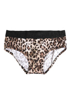 Dolce & Gabbana Leopard Print Black Waistband Cotton Underwear
