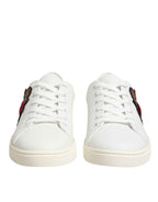 Dolce & Gabbana White Leather Sacre Heart Patch Sneakers  Shoes