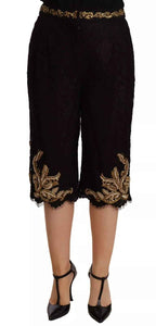 Dolce & Gabbana Black Lace Gold Baroque SPECIAL PIECE Shorts