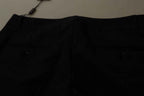 Dolce & Gabbana Black Stripes Mid Waist Trouser Pants