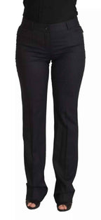 Dolce & Gabbana Black Stripes Mid Waist Trouser Pants