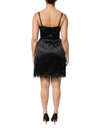Dolce & Gabbana Black Silk Blend Lace Trim Sleeveless Mini Dress