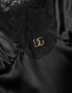 Dolce & Gabbana Black Silk Blend Lace Trim Sleeveless Mini Dress