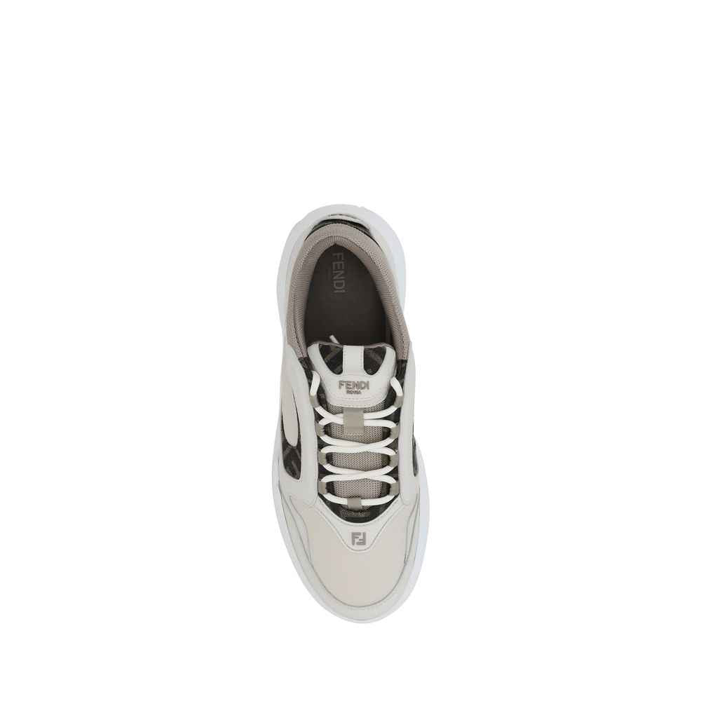 Fendi White Calf Leather Bos Taurus Low Top Sneakers