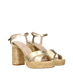 Stuart Weitzman Gold Leather Platform Sandals