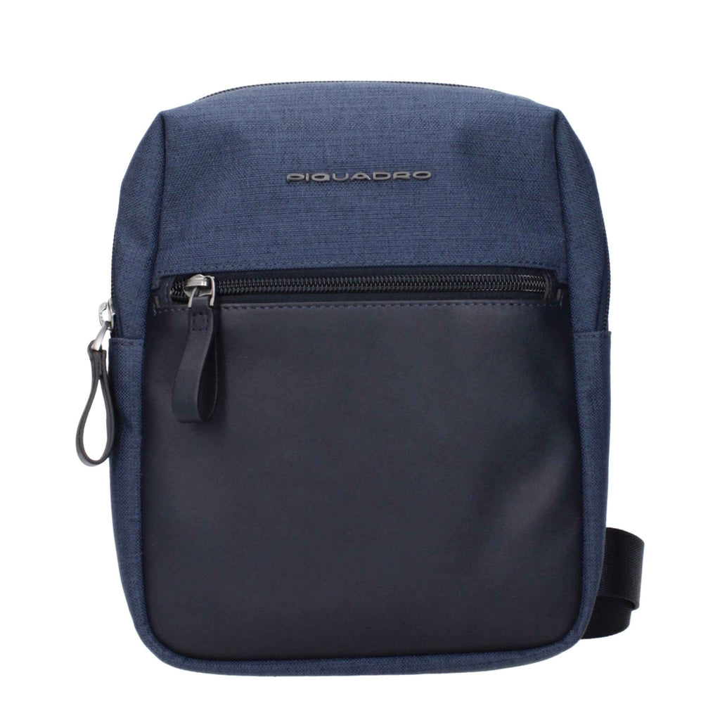 Piquadro Blue Fabric Crossbody Bag