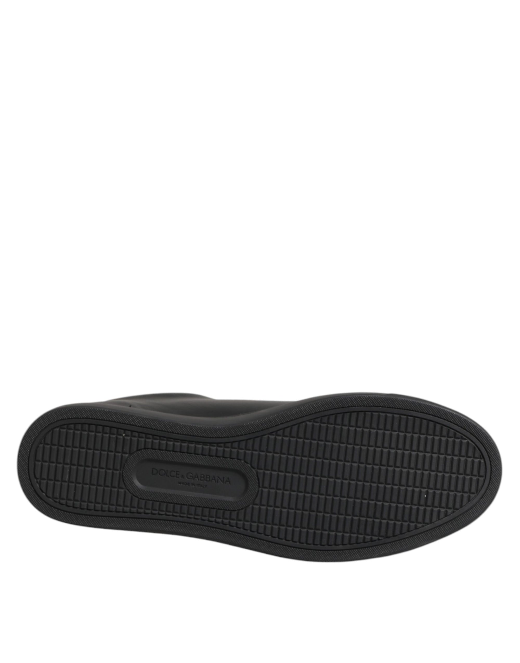 Dolce & Gabbana Black Leather Crystal Heart Low Top Sneakers  Shoes