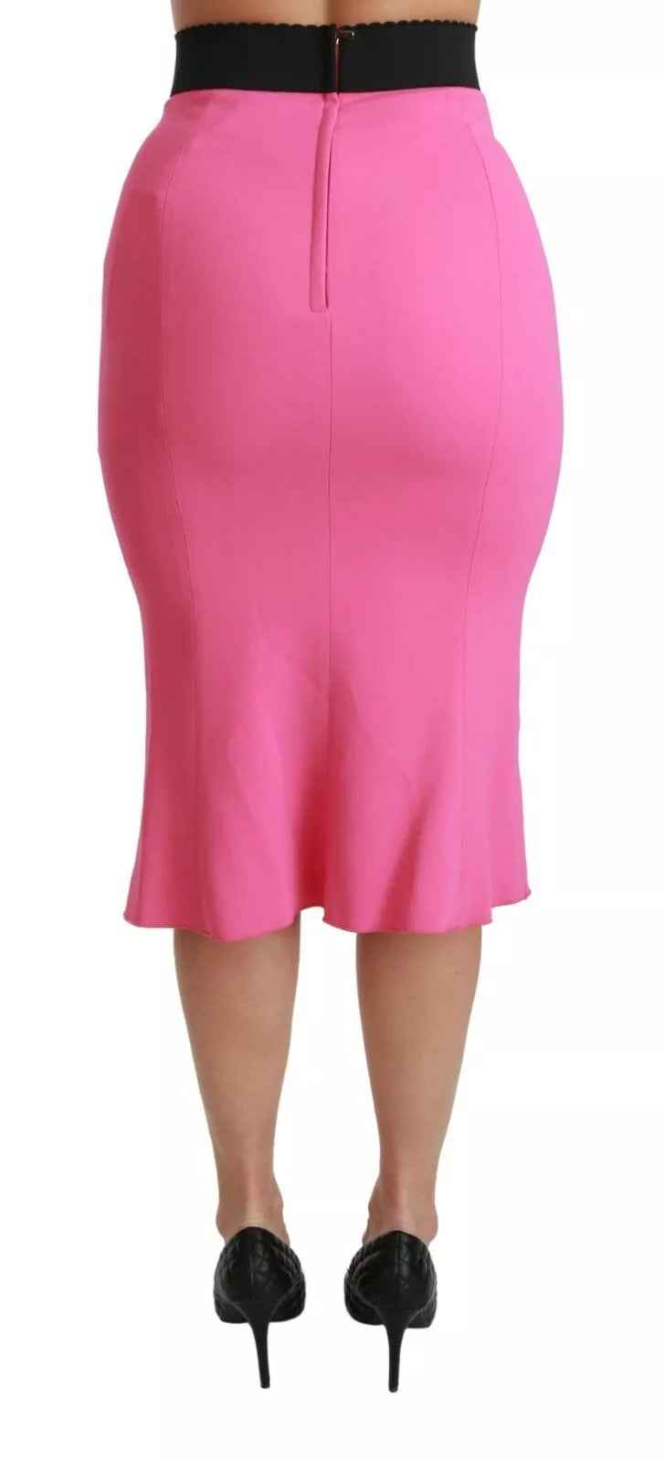 Dolce & Gabbana Pink High Waist Pencil Cut Midi Skirt