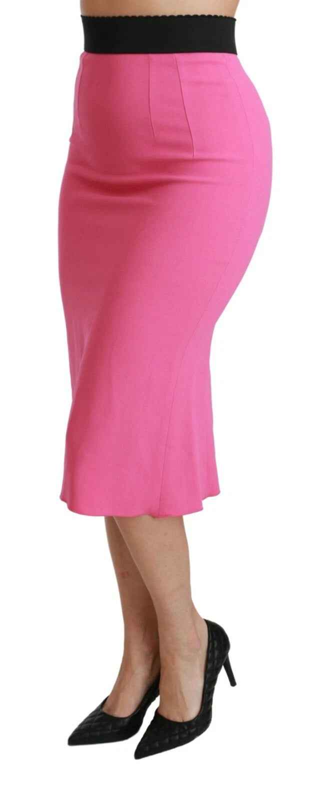 Dolce & Gabbana Pink High Waist Pencil Cut Midi Skirt