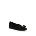 Ferragamo Black Calf Leather Bos Taurus Ballet Flats