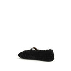 Ferragamo Black Fur Ballet Flats