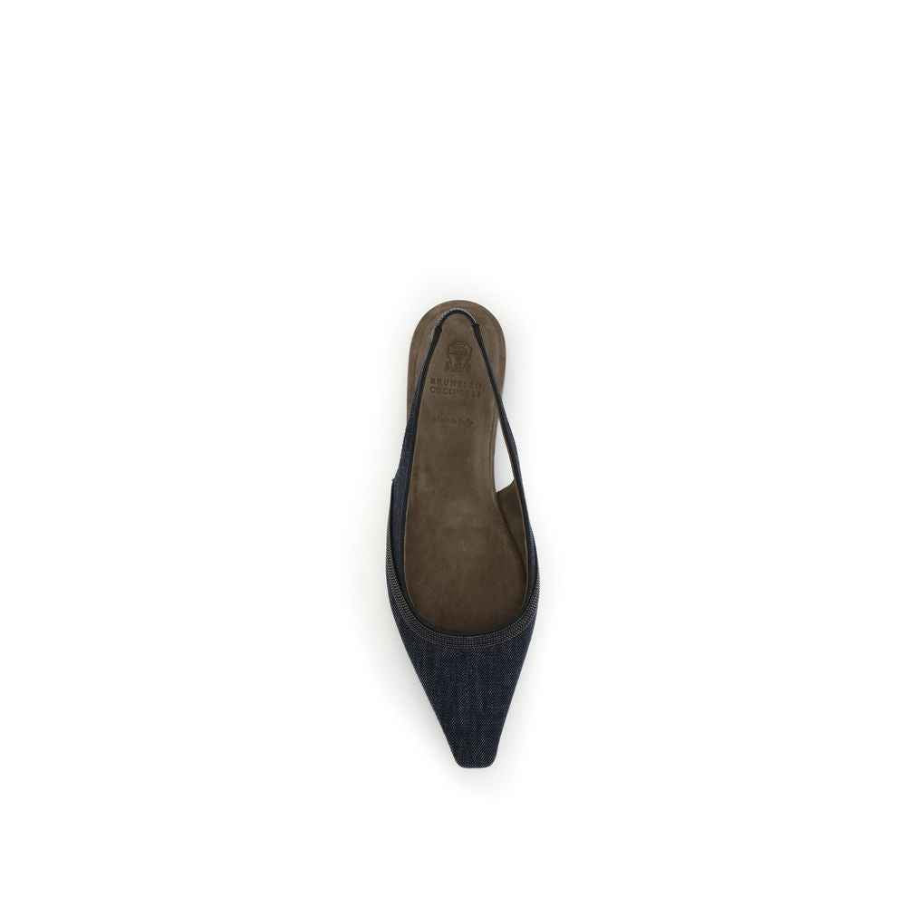 Brunello Cucinelli Denim slingback Ballerinas