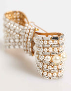 Dolce & Gabbana Gold Brass Glas Crystal Faux Pearl Embellished Brooch