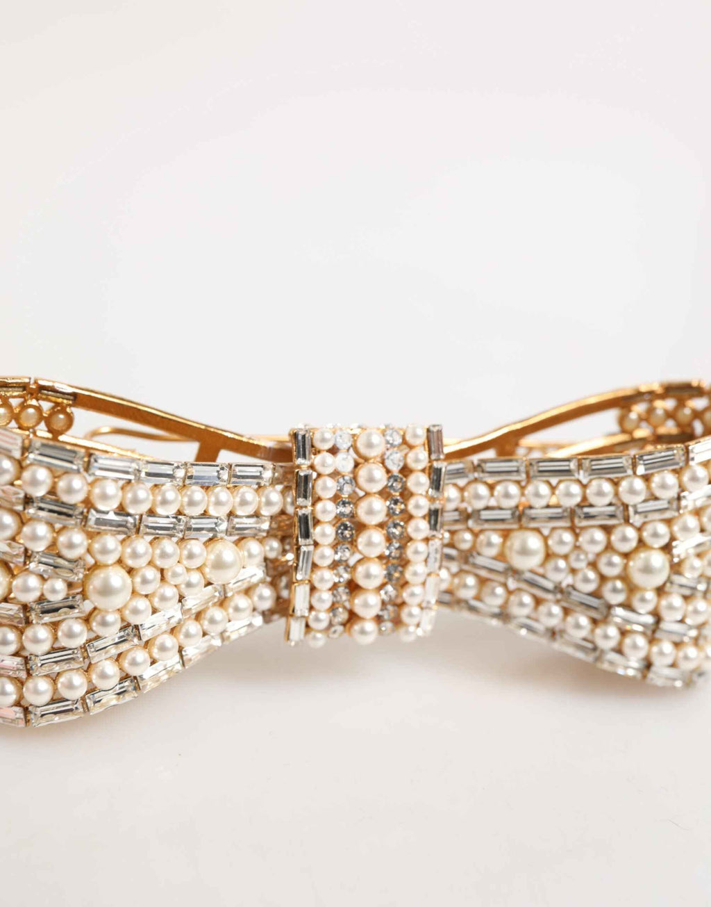 Dolce & Gabbana Gold Brass Glas Crystal Faux Pearl Embellished Brooch