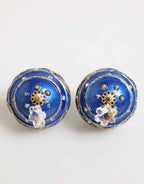 Dolce & Gabbana Gold Brass Blue Christmas Ball Crystal Drop Clip On Earrings