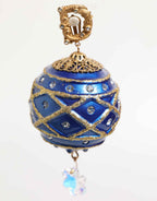 Dolce & Gabbana Gold Brass Blue Christmas Ball Crystal Drop Clip On Earrings