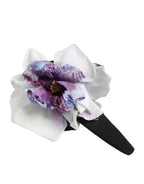 Dolce & Gabbana Black Green Silk Purple White Floral Appliqué Accessory Headband